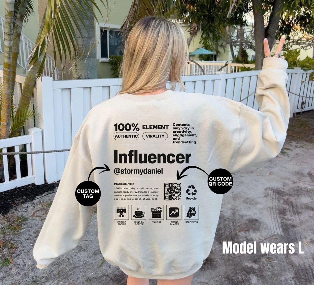 Influencer Personalized QR Code Sweatshirt, Customized Name Crewneck ...
