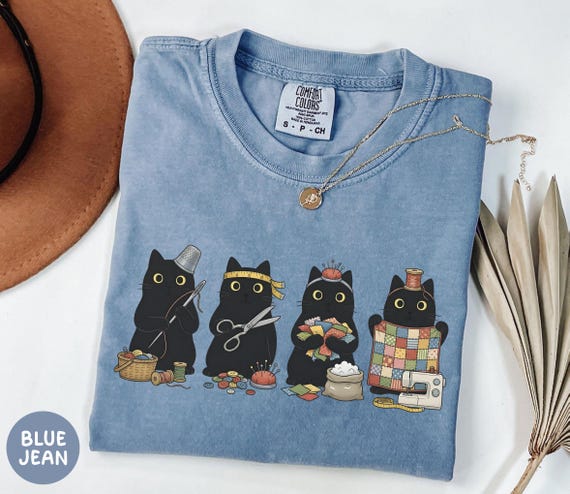 Black Cats Sewing Shirt, Funny Sewing Lover Gift, Funny Quilting Shirt, Needle Worker, Shirt For Quilter