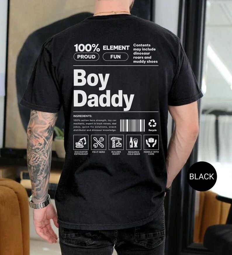 Comfort Colors® Custom Boy Dad Shirt, Funny Dad T-Shirt, Father's Day Gift for Him, Gifts for Dad, Cool Daddy Tee, New Dad Gift Black