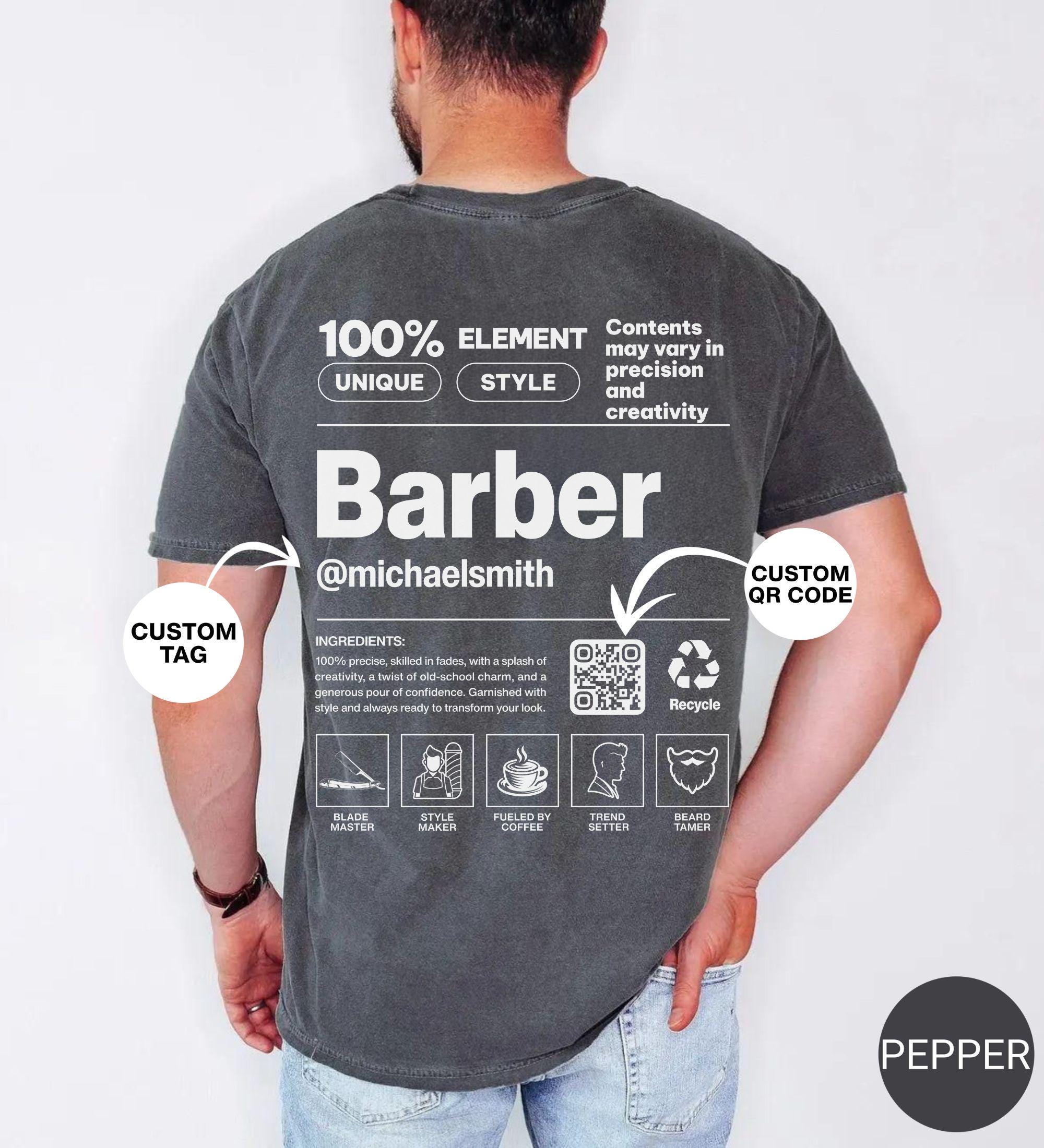 Barber Custom Name T-Shirt, Comfort Colors Tee, Personalized Barber Shirt, Barber Gift Shirt, Barbershop Crew Apparel, Hairstylist Shirt