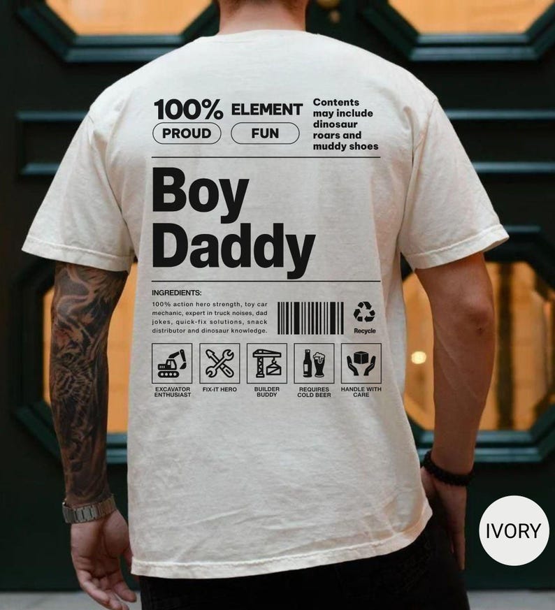 Comfort Colors® Custom Boy Dad Shirt, Funny Dad T-Shirt, Father's Day Gift for Him, Gifts for Dad, Cool Daddy Tee, New Dad Gift Ivory