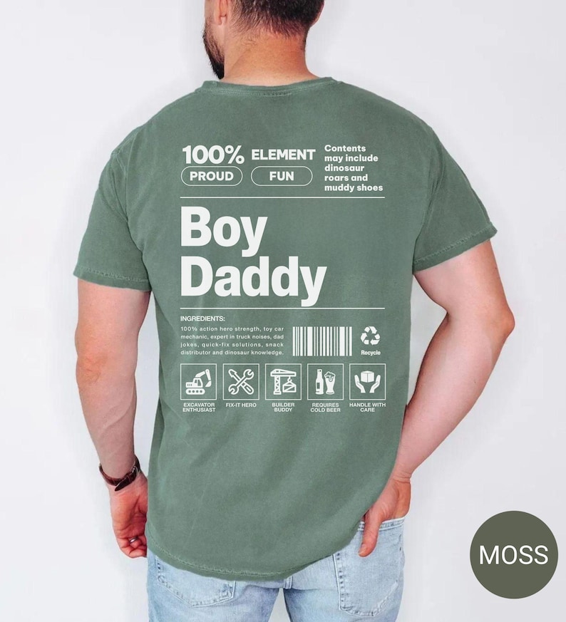 Comfort Colors® Custom Boy Dad Shirt, Funny Dad T-Shirt, Father's Day Gift for Him, Gifts for Dad, Cool Daddy Tee, New Dad Gift Moss