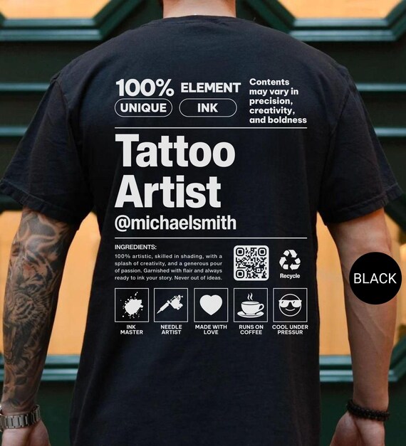 Maglietta personalizzata per tatuatori, maglietta personalizzata