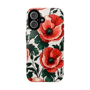 Custodie per telefono Fiori di papavero rosso Cover per telefono floreale Modello floreale Custodia protettiva Regalo per gli amanti della natura Custodia per iPhone Samsung Huawei