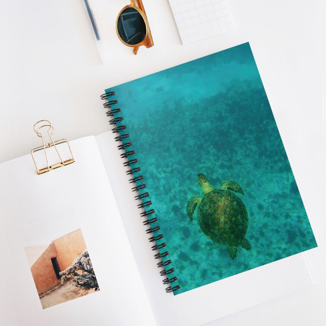 Sea Turtle Real Picture Spiral Notebook Ruled Line, Ocean Animal ...
