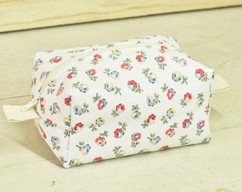 Modern Cosmetics Bag- Zipper Box Pouch - Cath Kidston Floral Fabric