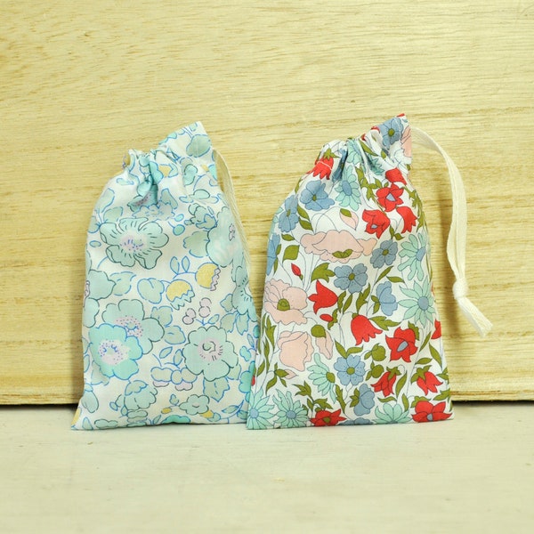 Liberty of London Mini Drawstring Pouch - Reusable Gift Bag - Choose From Two Designs 4.5" x 3"