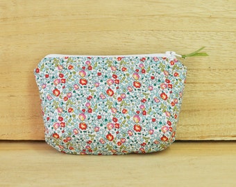 Liberty of London Zipper Pouch 4" x 6" - Blue & Red Floral Design