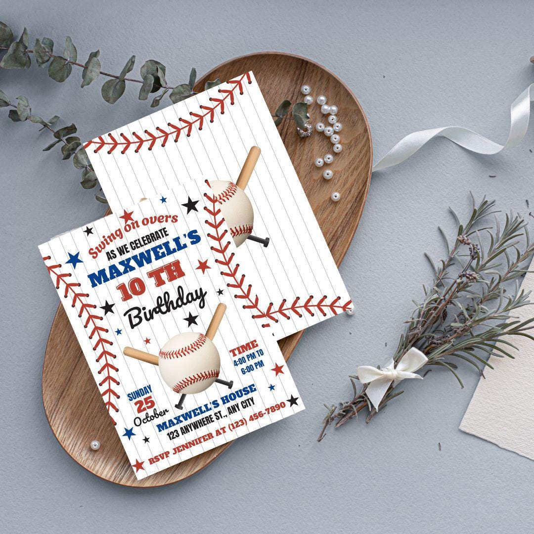 Editable Baseball Birthday Invitation, Baseball Birthday Party ...
