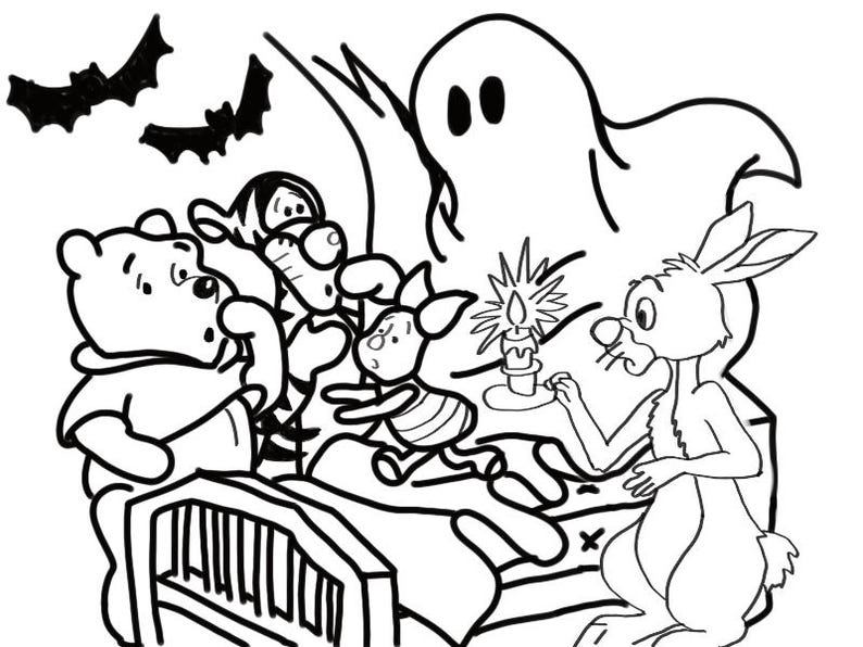 5 Winnie De Pooh Colouring Pages Halloween Edition - Etsy