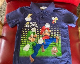 Rare NES Nintendo SUPER MARIO Bros Polo Shirt / Retro Collared Shirt / Vintage Boys Size 5