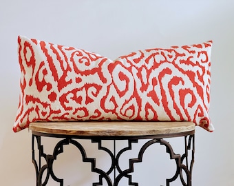 Orange Cream Animal Print Pillow Cover - Ikat Pillow Cover - Tribal Ethnic Throw Pillow Cover