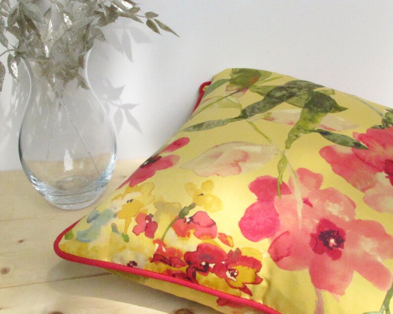 Yellow & Red Floral Pillow Cover Etsy