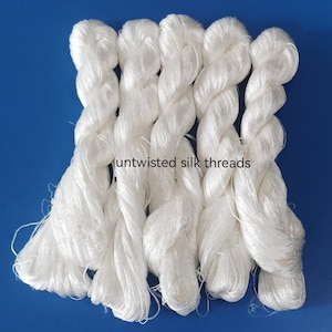 5 skeins Untwisted Undyed Chinese Natural Mulberry Flat Silk Embroidery Threads Floss 440m per skein