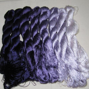 8 skeins Chinese natural mulberry silk embroidery threads floss 440m per skein 115#