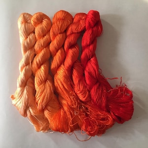 5 skeins hand-dyed 100% natural mulberry silk embroidery floss threads for hand embroidery #26