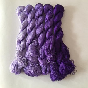 5 skeins hand-dyed 100% natural mulberry silk embroidery floss threads for hand embroidery #83