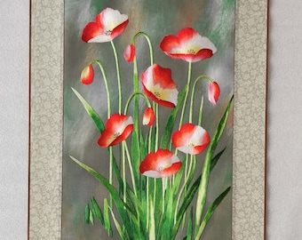 Corn Poppies - Fine Chinese handmade silk embroidery art painting Suzhou Embroidery