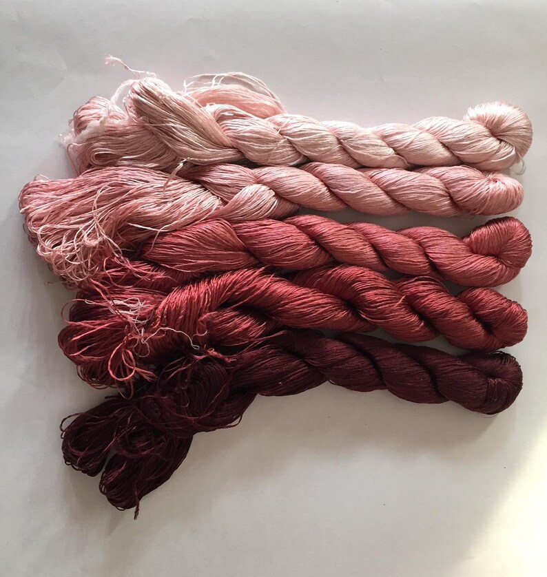 5 Skeins Handdyed 100 Natural Mulberry Silk Embroidery Floss Etsy