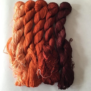 5 skeins hand-dyed 100% natural mulberry silk embroidery floss threads for hand embroidery #30