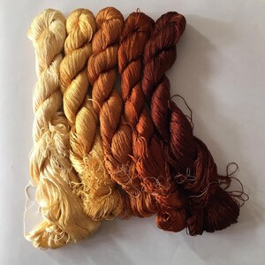 5 skeins hand-dyed 100% natural mulberry silk embroidery floss threads for hand embroidery #27
