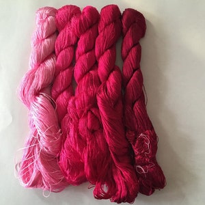 5 skeins hand-dyed 100% natural mulberry silk embroidery floss threads for hand embroidery #39