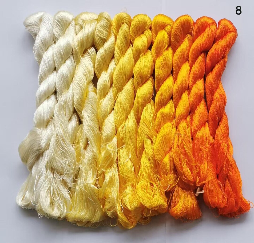 Natural Thread Roky 10 Skeins Chinese Natural Mulberry Silk Embroidery Threads Floss 440m ...