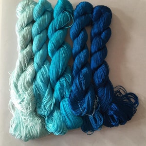 5 skeins hand-dyed 100% natural mulberry silk embroidery floss threads for hand embroidery #29
