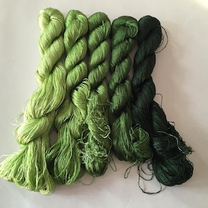 5 skeins hand-dyed 100% natural mulberry silk embroidery floss threads for hand embroidery #4