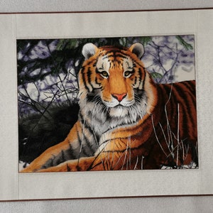 Fine Chinese handmade silk embroidery art tiger painting wall decor Suzhou Embroidery