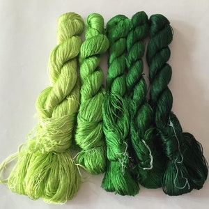 5 skeins hand-dyed 100% natural mulberry silk embroidery floss threads for hand embroidery #1
