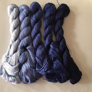 5 skeins hand-dyed 100% natural mulberry silk embroidery floss threads for hand embroidery #20