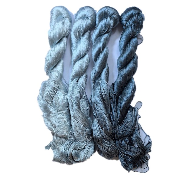 4 skeins Untwisted Chinese natural mulberry flat silk embroidery threads floss for Chan Hua Rong Hua 13#