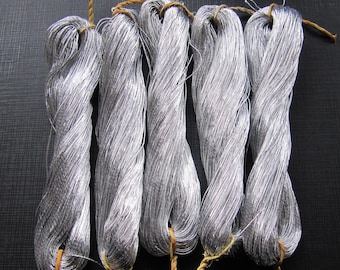 5 skeins Chinese Hand Embroidery silver metallic threads 65M per skein