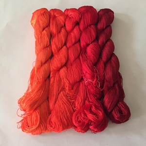 5 skeins hand-dyed 100% natural mulberry silk embroidery floss threads for hand embroidery #42