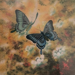 Butterflies Chinese Suzhou handmade silk embroidery art painting wall decor