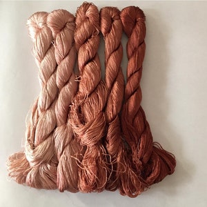 5 skeins hand-dyed 100% natural mulberry silk embroidery floss threads for hand embroidery #117