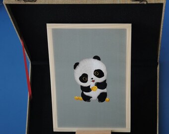 Handmade double-sided silk embroidery Giant Panda table screen home decor Unique gift Suzhou embroidery