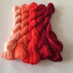 5 skeins hand-dyed 100% natural mulberry silk embroidery floss threads for hand embroidery #3