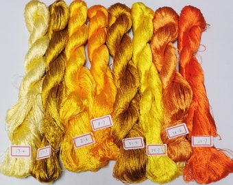 8 skeins mixed colors Chinese natural mulberry silk embroidery threads floss 440m per skein