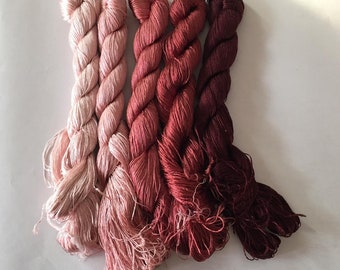 5 skeins hand-dyed 100% natural mulberry silk embroidery floss threads for hand embroidery #24