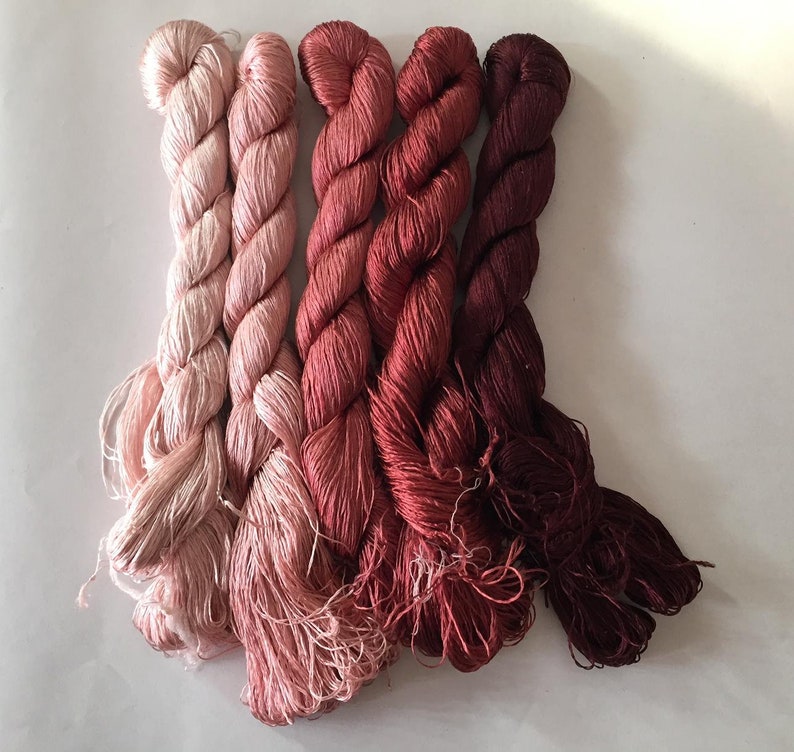 5 skeins hand-dyed 100% natural mulberry silk embroidery floss threads for hand embroidery 24 image 1