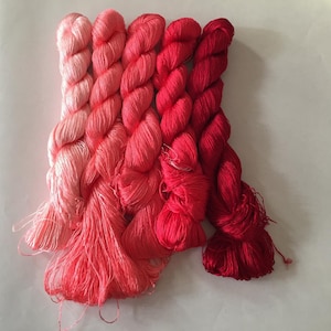 5 skeins hand-dyed 100% natural mulberry silk embroidery floss threads for hand embroidery #11