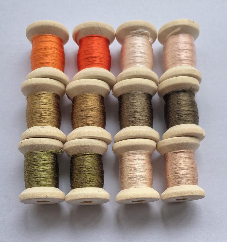 Natural Thread Roky 12 Spools Natural Mulberry Silk Embroidery Threads Floss DIY Craft Fly ...