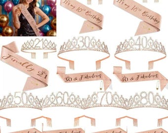 BCYSNR 18. Geburtstag Deko-Set Für Mädchen - Rosegold Schärpe, Krone & Herzbrille | Perfekt Für Geburtstagsfeiern