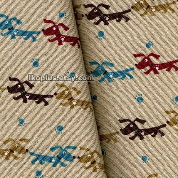 Lovely Dogs with Paw Prints in Tan - EK-QS31504B