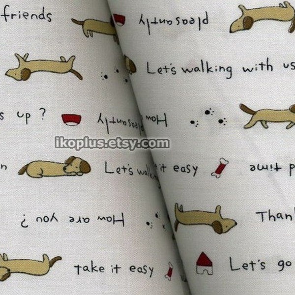 Carefree Dachshund in White  -  Cotton  - EK-29514C