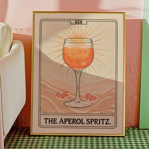 Aperol Spritz Tarot Wall Art, Aperol Spritz Poster Cocktail Tarot Card Art Print, Tarot Art Print Cocktail Lover Printable Poster