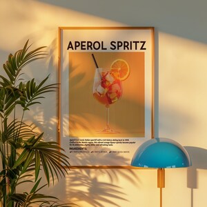 Aperol Spritz Cocktail Wall Art Cocktail Print Poster | Home Bar Wall Art Decor Kitchen Decor Housewarming Gift Cocktail Lover Gift