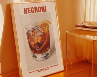 Poster da parete Negroni / Elegante arte da parete per gli amanti dei cocktail